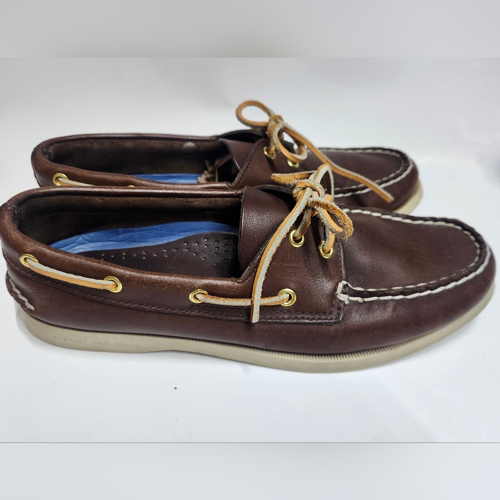 Sperry Top Sider Boat Shoe Womens 9.5 M Brown Original Two-Eye Moccasins 9195017